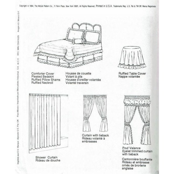 McCalls Sewing Pattern 7031 Bedroom Coverlets Curtains Ruffled - Picture 2 of 2